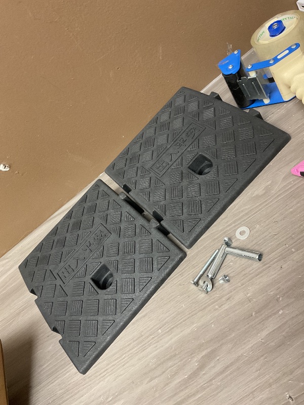 Photo 1 of 2Pack Curb Ramp Black Color with one Large Hose Hook, Portable Lightweight Heavy Duty Plastic Driveway Curb Ramps for Low Cars,Motorcycle Ramp,Curb Ramps (2.76 inch High)