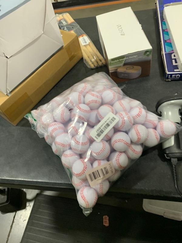 Photo 1 of 100 Pieces Mini Stress Balls 1.57 Inch Sports Stress Balls Baseball Stress Ball Mini Baseball Themed Gifts for Sports Game Party Favors, School Carnival Reward, Bag Fillers, Anxiety Relief