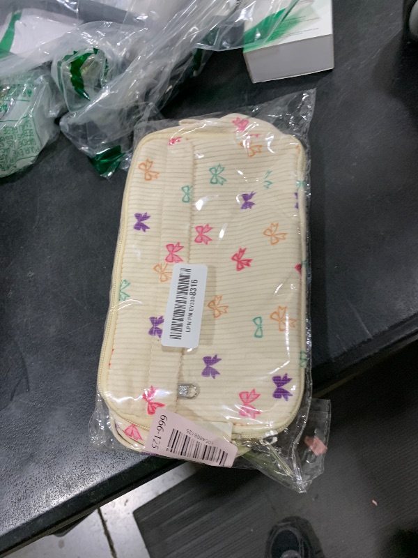 Photo 1 of WOBAGMEN Corduroy Pencil Case for Women, School Supplies Storage Pouch (HY-corduroy pc-coloful bow)