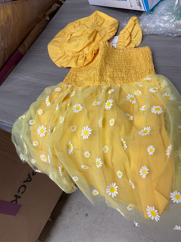 Photo 1 of Girls yellow dress for summer, parties, dinning. Sun flower design with hat size 2-3Y