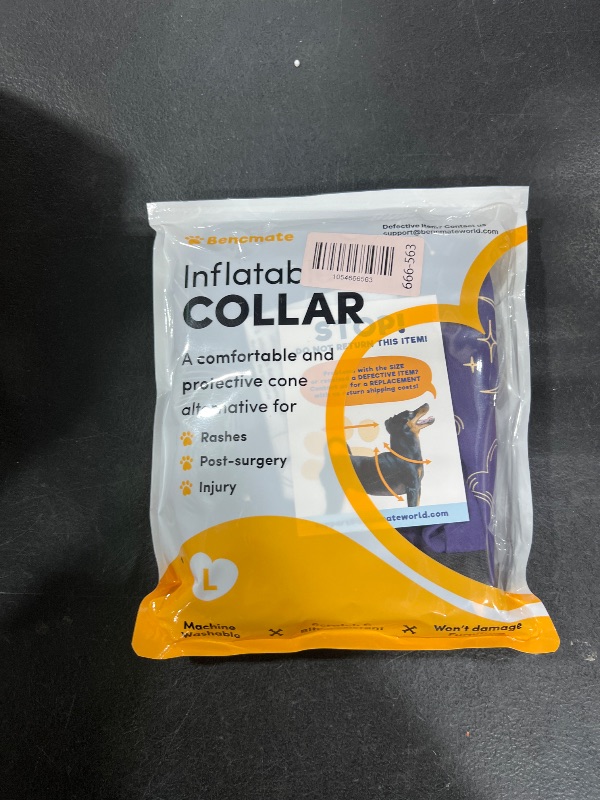 Photo 1 of BENCMATE Inflatable Dog Cone Collar Alternative, Soft Dog Cone for Small Medium Large Dogs and Cats, Neck Recovery ECollar Donut Collar After Surgery (Large, Constellation)