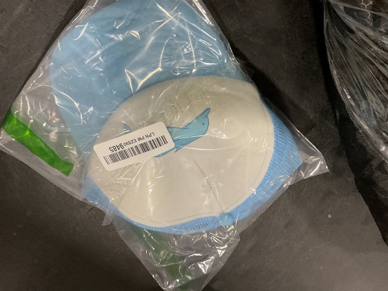Photo 1 of Summer Kids Trucker Hat Dolphin Facing Left Animals Ocean Polyester Boys Girls Sun Toddler Caps Light Blue Design Only Adjustable