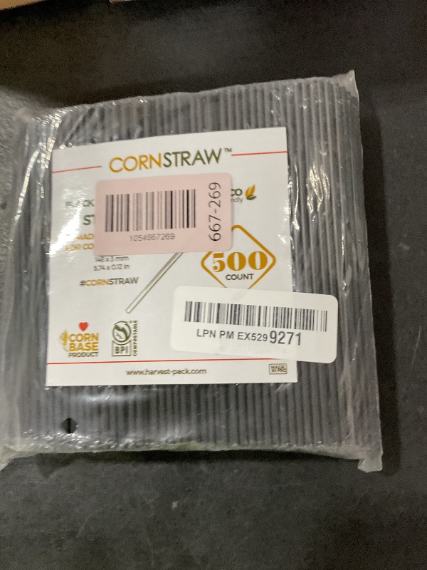Photo 1 of [500 COUNT] CORNSTRAW 5" Short Cocktail Straws, Black PLA Cornstarch Plastic-Free Disposable Small Drink Stirrer, Swizzle Sticks, Mixer, for Cold Drinks, whiskey, Bar, Club, Party