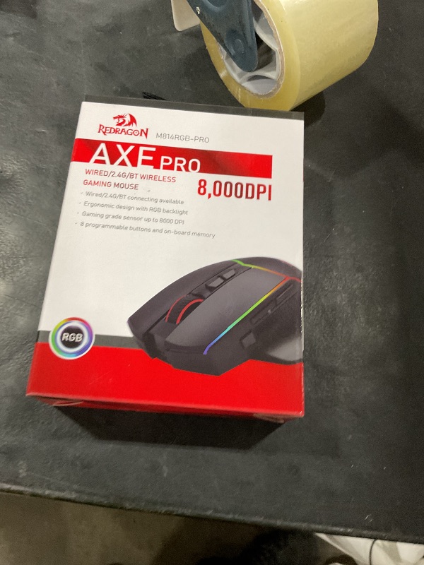 Photo 1 of Redragon Wireless Gaming Mouse, Tri-Mode 2.4G/USB-C/Bluetooth Ergonomic Mouse Gaming, 8000 DPI, RGB Backlit Programmable Wireless Mouse, Rechargeable, 250 Hrs for Laptop PC Mac, M814