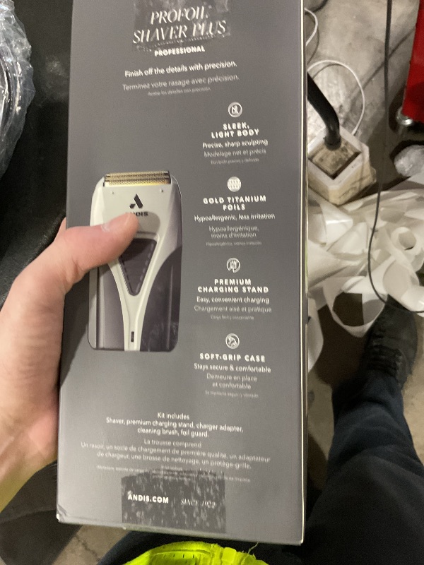 Photo 1 of Andis TS-2 17255 Pro Foil Lithium Titanium Foil Shaver, Cord/Cordless, Smooth Shaving Cordless Shaver with Charger, Black