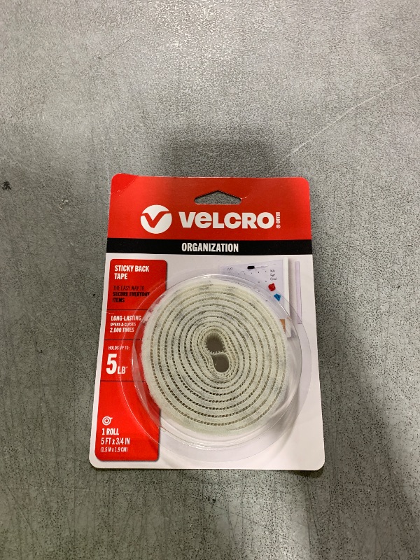 Photo 1 of VELCRO Brand 5 Ft x 3/4 In | White Tape Roll with Adhesive | Cut Strips to Length | Sticky Back Hook and Loop Fasteners | Perfect for Home, Office or Classroom
