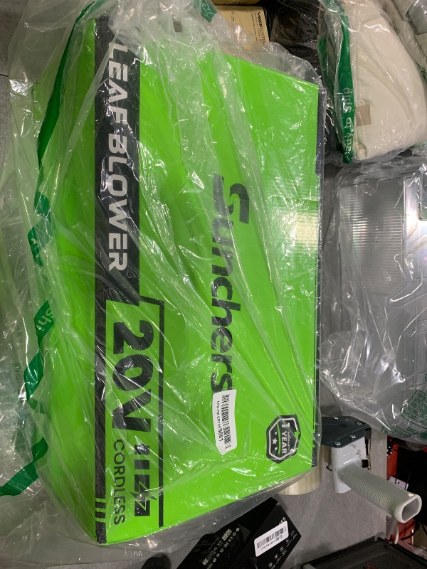 Photo 1 of Leaf Blower Cordless with 2 x 4.0Ah Battery and Charger, 580CFM 160MPH Electric Blower with 2 Speeds, 20V Handheld Leaf Cleaner for Lawn Care, Blowing Leaves, Dust, Snow, Gravel for Patio, Yard, Green
