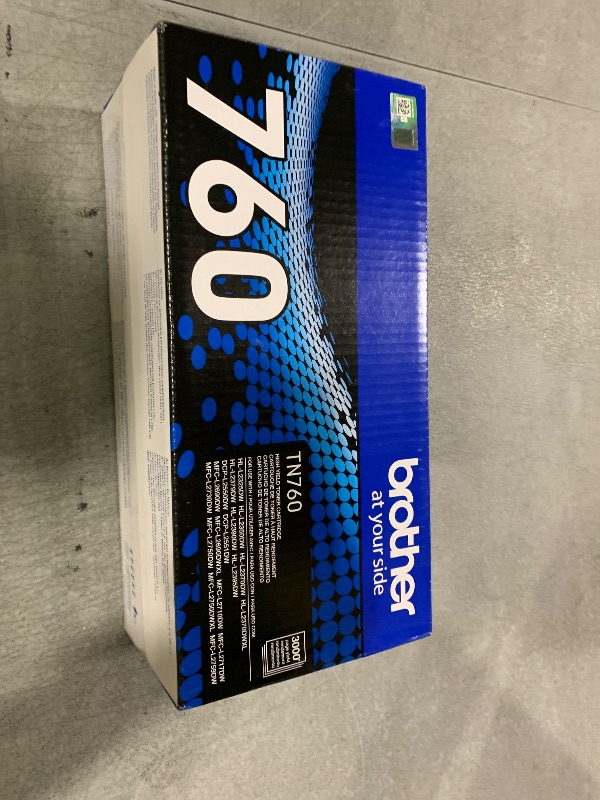 Photo 1 of Brother Genuine TN760 High Yield Black Toner Cartridge, (For use with MFC-L2710DW MFC-L2750DW HL-L2350DW HL-L2370DW HL-L2395DW HL-L2390DW DCP-L2550DW Printers)