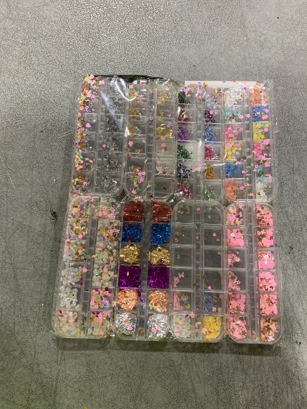 Photo 1 of 8 Boxes 3D Nail Charms Kit Rhinestones Colorful Crystals Clear Multi Shape Half Round Pearls Butterfly Diamond White Pink Craft Supplies DIY Accessories