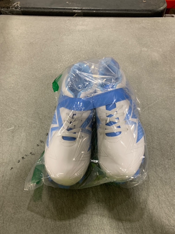 Photo 1 of Sooneeya Molded Baseball Cleats Boys Outdoor Softball Cleat Girls Low Top Athletic Shoes Blue Size 4.5 M US Big Kid