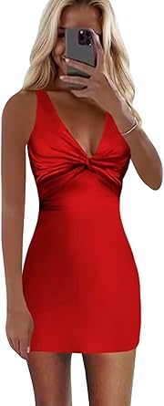 Photo 1 of Clothfun Ruched V Neck Satin Homecoming Dresses for Teens 2025 Bodycon Prom Gowns CY266 Size 6
