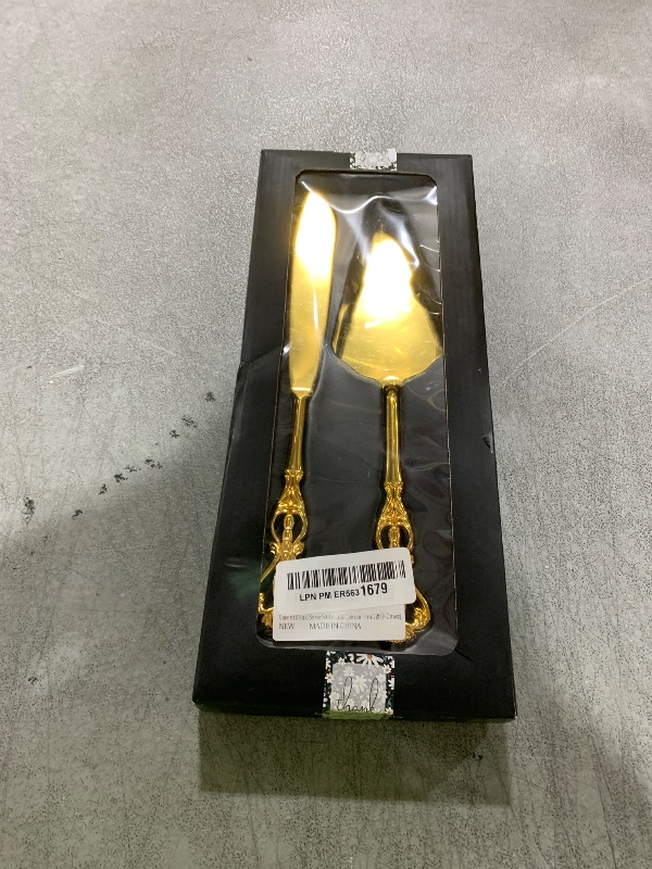 Photo 1 of Cake Knife and Server Set for Wedding, Gold Cake Cutting Set, Elegant Cake Knives Cutter Set, Pie Pastry Servers, Birthday Bridal Quinceañera Gift (F-Crown)