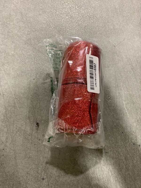 Photo 1 of 2 Rolls 20 Yards Christmas Glitter Wired Shiny Ribbon for Party Box Wrapping Decor (Red)