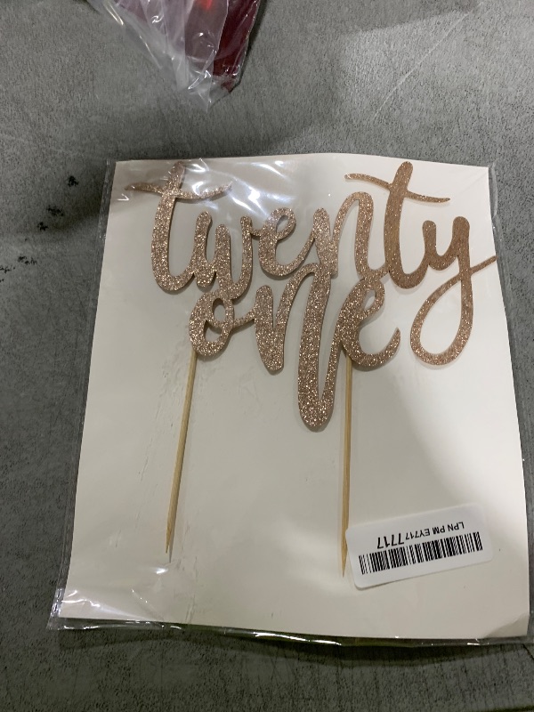 Photo 1 of Rose Gold Glitter Twenty One Cake Topper - 21st Happy Birthday Cake Decorations, Wedding Anniversary Party Decorations (8.5 inch)