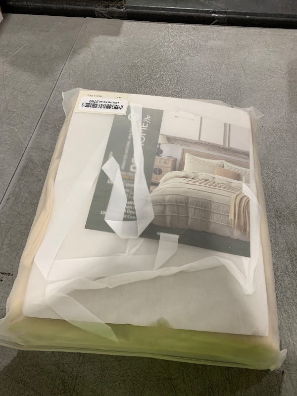 Photo 1 of NEXHOME PRO 100% Organic Cotton Duvet Cover Queen, Linen Like Pleated Textured Duvet Cover Set Yellow Tan, 3pc Bedding Set with Zipper Closure, Soft, Lightweight and Breathable(90"x90", No Comforter)
