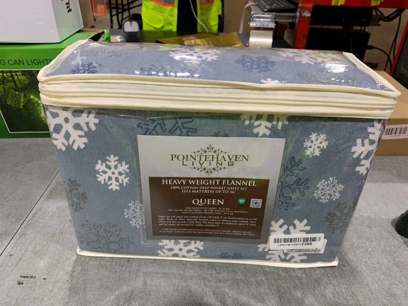 Photo 1 of Pointehaven Heavy Weight Flannel Sheet Set, Queen, Snow Flakes - Warm & Cozy - 100% Cotton Flannel Pre-Shrunk -170 GSM -Deep Pockets -Easy Fit Elastic All Around-Comfy Double Brushed