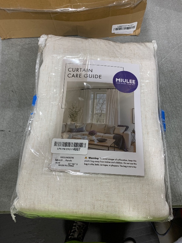 Photo 1 of MIULEE Natural White Linen Curtains 90 Inch Long 2 Panels Set for Bedroom Living Room, Soft Thick Linen Textured Window Drapes Semi Sheer Light Filtering Rod Pocket Back Tab Farmhouse Cream Ivory