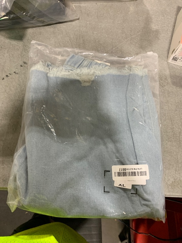 Photo 1 of KAOBIO 2025 Denim Bermuda Shorts for Women High Rise Casual Ripped Baggy Jorts Y2k Summer Trendy Cargo Shorts (Light Blue,X-Large)