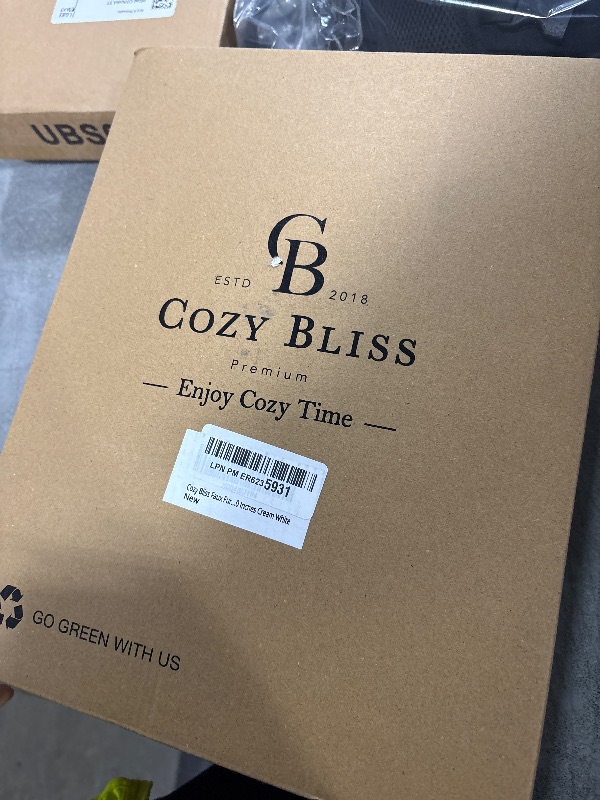Photo 1 of Cozy Bliss Faux Fur Throw Blanket for Couch, Cozy Warm Plush Striped Blanket for Sofa Bedroom Living Room, 60 * 80 Inches Cream White