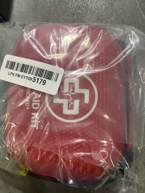 Photo 1 of Mini First Aid Kit - 150 Piece Small Waterproof Hard Shell Medical Kit for Home, Car, Travel, Camping, Truck, Hiking, Sports, Office, Vehicle & Outdoor Emergencies- Small First Aid Medical Kit (Red)