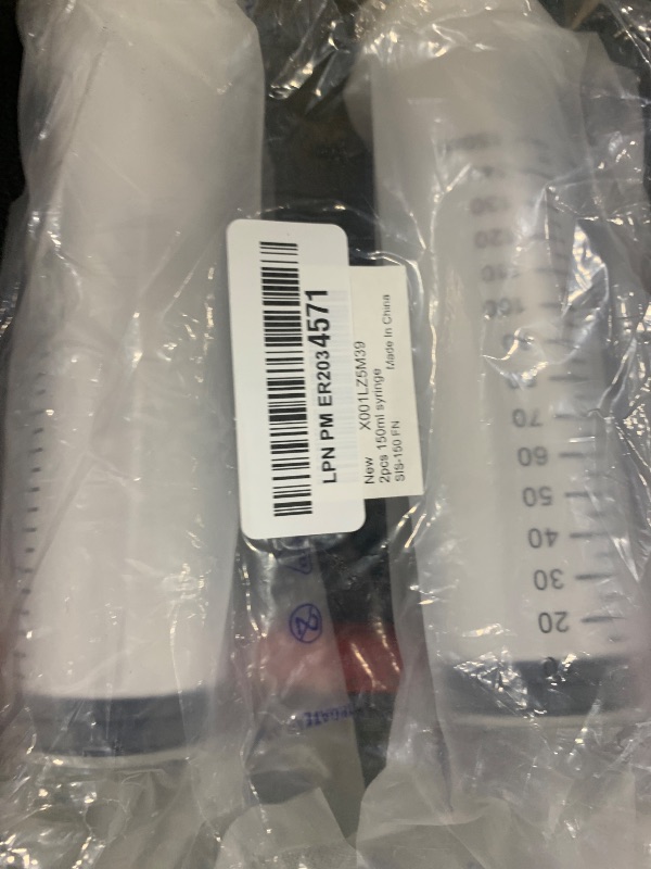 Photo 1 of 2 Pack 150ml Syringes, Large Plastic Garden Syringe for Scientific Labs, Watering, Refilling