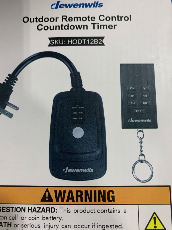 Photo 1 of DEWENWILS Light Sensor Timer Waterproof, Plug in Timer Switch, 100 ft Range Remote Control with 2 Grounded Electrical Outlets for Outdoor String Lights, 15A 1/2HP UL Listed