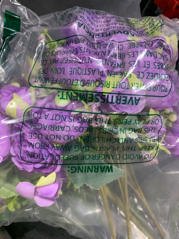 Photo 1 of Artificial Peonies Silk Flowers, Purple Faux Peony Bouquet 4 Bundles Florals Arrangements Decor for Farmhouse Home Boho Wedding Table Centerpiece, Fake Plastic Flowers Bulk for Vase Decoration Purple