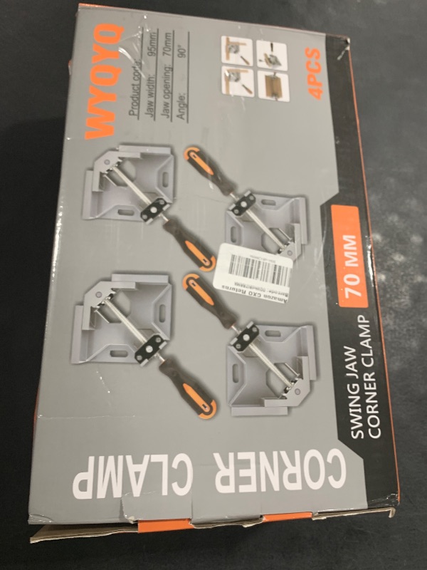 Photo 1 of WYQYQ 4pcs Corner Clamp - Right Angle 90 Degree Wood Clamps For Woodworking, With Adjustable Swing Jaw Aluminum Alloy Frame, For Welding, DIY Woodworking