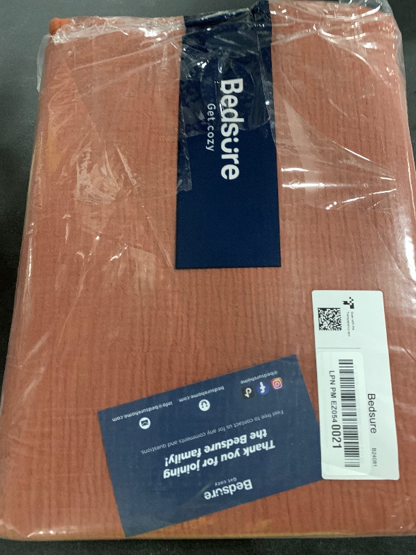 Photo 1 of Bedsure 100% Muslin Cotton Duvet Cover King Size - Ultra-Soft, Breathable & Lightweight - Linen Like Gauze Comforter Cover Set with Button Closure and Corner Ties (Terracotta, King, 104"x90")