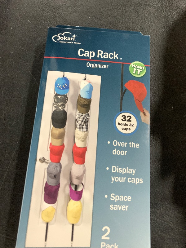 Photo 1 of Jokari Over the Door Cap Rack Organizer 2 Pack Holds Up to 16 Baseball Hats Hat Storage System for Men Women and Kids Adjustable Closet Hanger with Hooks for Easy Hat Display