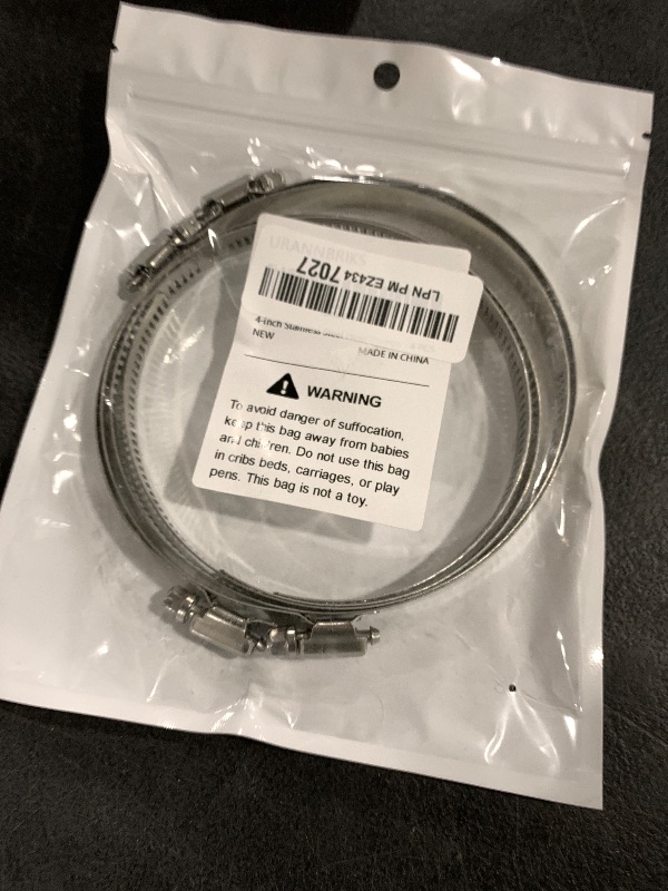 Photo 1 of 4 Inch (Diameter) Hose Clamp, 304 Stainless Steel Quick-Screw Dryer Vent Clamp, Adjustable 3.5? to 4.3? Worm Gear Hose Clamps for Air Ducting, Dust Collection, Automotive, 4 Pack