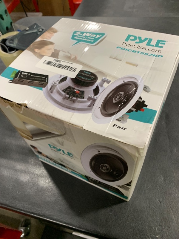 Photo 1 of Pyle 5.25” Pair Bluetooth Flush Mount In-wall In-ceiling 2-Way Speaker System Quick Connections Changeable Round/Square Grill Polypropylene Cone & Polymer Tweeter Stereo Sound 150 Watt (PDICBT552RD)