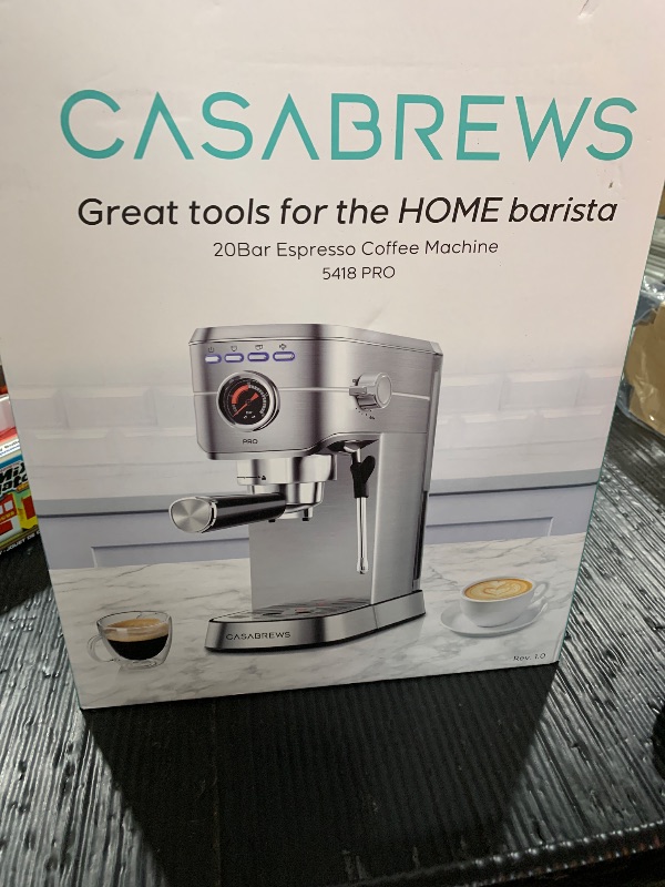 Photo 1 of CASABREWS 5418 PRO Espresso Machine 20 Bar, Upgraded Espresso Maker with Powerful Steam Milk Frother, Stainless Steel Coffee Machine with Fast Heating System for Cappuccino, Latte, Silver