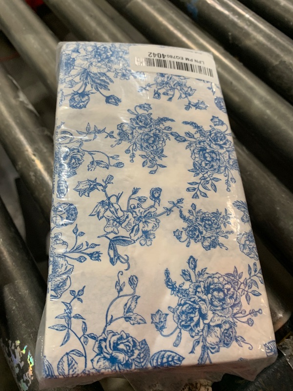 Photo 1 of 100 Pack Blue Floral Guest Hand Towels Disposable for Bathroom, Blue Floral Paper Napkins Decorative Spring Flowers Napkins for Bathroom Toilet Powder Room Holiday Wedding Bridal Shower