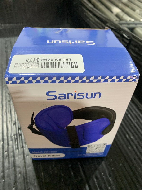 Photo 1 of SARISUN Travel Pillows for Airplanes, Airplane Pillow for Long Flight, Airplane Head Strap with Eye Mask for Sleep, Travel Neck Pillow for Car Road Trip, 360° Support Headrest, Stop Bobblehead, Black