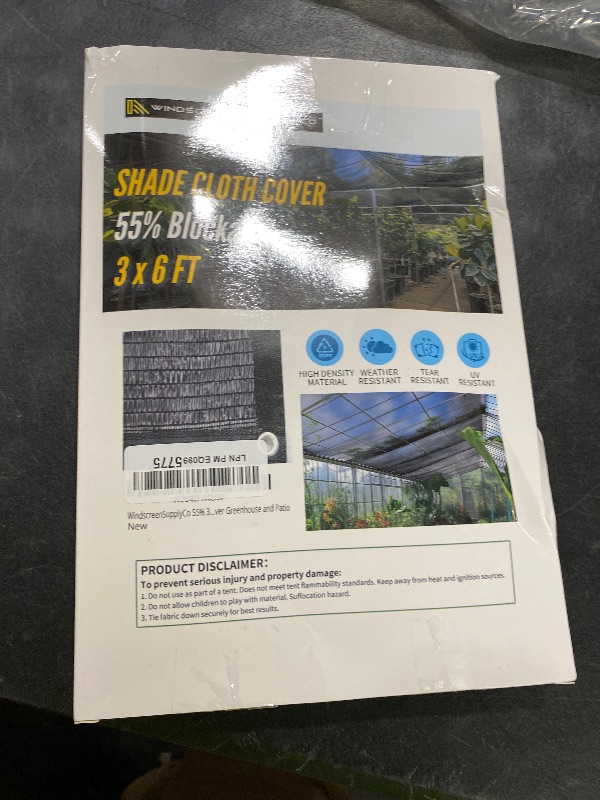 Photo 1 of [WindscreenSupplyCo] 55% 3 x 6 FT Shade Cloth Sun Shade Net with Grommets Sunblock Mesh Tarp for Garden Plants Cover Greenhouse and Patio