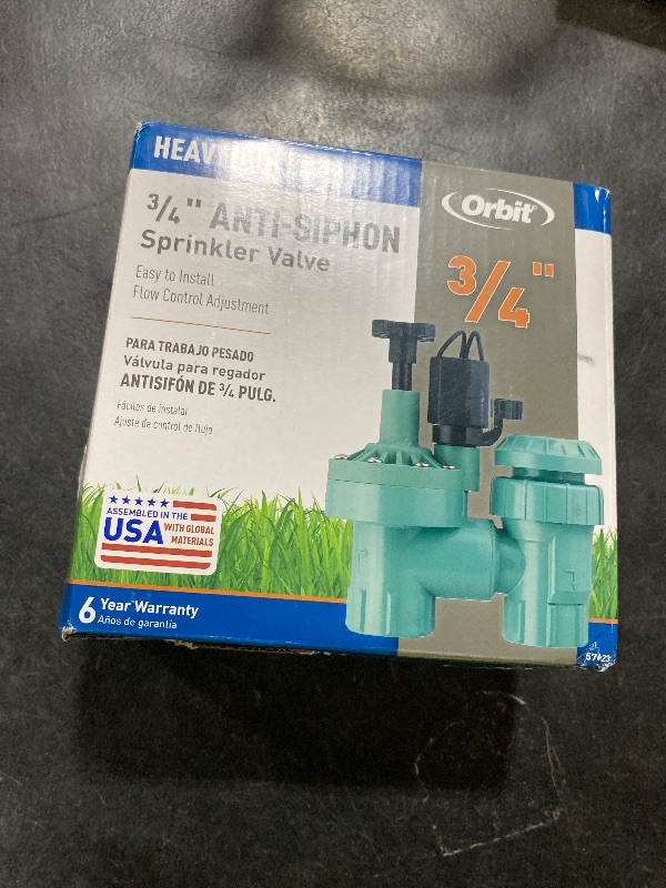 Photo 1 of 1-Pack Orbit 57623 3/4" FPT 100 Series Anti-Siphon Automatic Sprinkler Valve with Flow Control