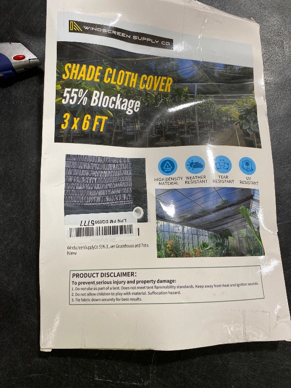 Photo 1 of [WindscreenSupplyCo] 55% 3 x 6 FT Shade Cloth Sun Shade Net with Grommets Sunblock Mesh Tarp for Garden Plants Cover Greenhouse and Patio