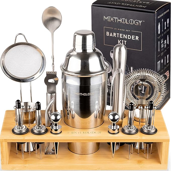 Photo 1 of Mixology Bartender kit | 31 Piece Professional Bartender Set by Mixthology - bar Tools, Accessories, and bar Sets for The Home by Bartenders. Gift The Perfect Cocktail Shaker Set.