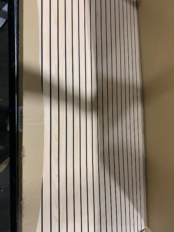 Photo 1 of INNO STICKERS 4-Piece Wood Slat Wall Panel for Interior Wall Decor Noise Cancelling 47.2" x 23.6" Peel and Stick Acoustic Decorative 3D Sound Absorbing Wall Paneling, Natural Oak