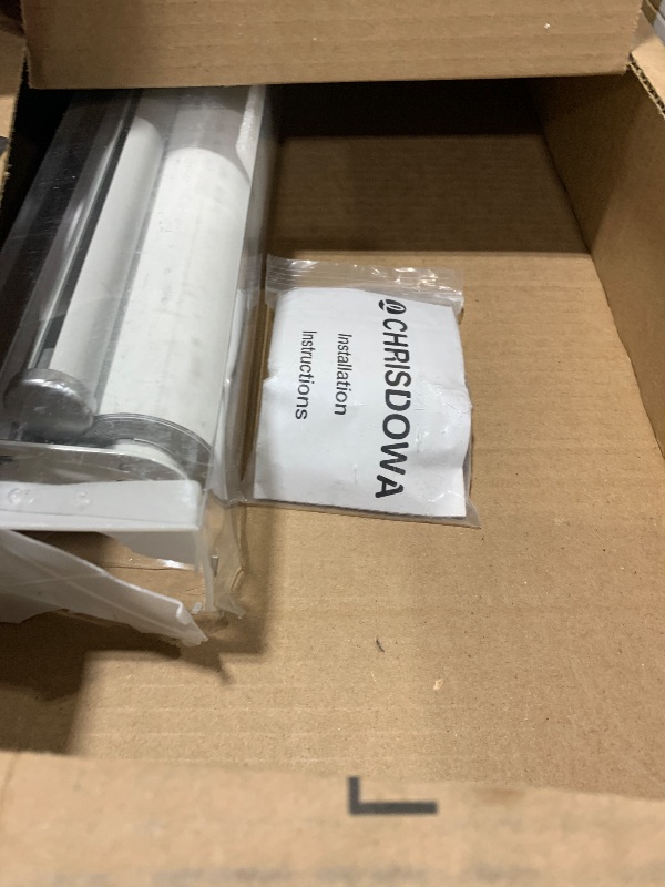 Photo 1 of ChrisDowa Cordless 100% Blackout Roller Shade, with Striped Jacquard, Thermal Insulated, UV Protection Fabric, Total Blackout Blinds for Window, French Doors, Home and Office. White, 33" W x 72" H