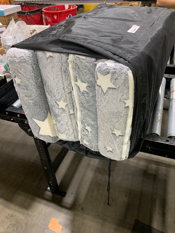 Photo 1 of Tiita Kids Folding Sofa Bed Floor Mattress, Trifold Futon Mattress Kids Fold Up Bed, Toddler Fold Out Couch, Foldable Toddler Floor Bed Nap Mat with Storage Bag, Grey Star
