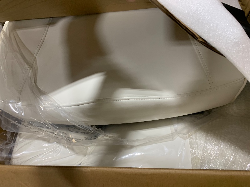 Photo 1 of Efomao Big and Tall Office Chair 450LBS with Foot Rest, High Back PU Leather Executive Office Chair with Adjustable Padded Armrests, Lumbar Support for Home or Work, Heavy Duty Computer Chair, White