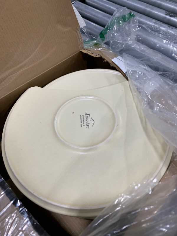 Photo 1 of AmorArc Stoneware Dinner Plates Set of 6, 10.5 Inch Reactive Matte Glaze Ceramic Plates Set, Modern Dinnerware Dish set for Kitchen,Microwave, Dishwasher Safe, Scratch Resistant - Ivory