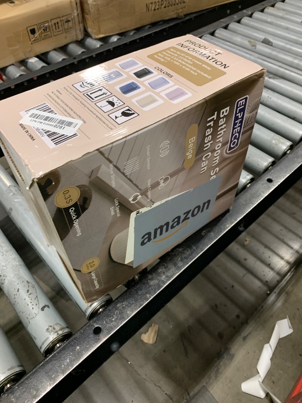 Photo 1 of ELPHECO 2 Gallon Sensor Trash Can - 7.5L Waterproof Motion Sensor Trash Can, Automatic Bathroom Trash Bin, Slim Garbage Can, Bathroom, Office, Bedroom, Beige