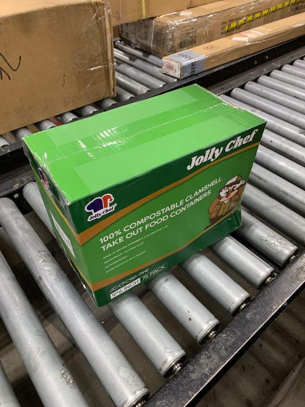 Photo 1 of JOLLY CHEF Clamshell Take Out Food Containers, [9 * 6" 75-Pack] To Go Containers Disposable, Sugarcane To Go Boxes for Salad,Lunch