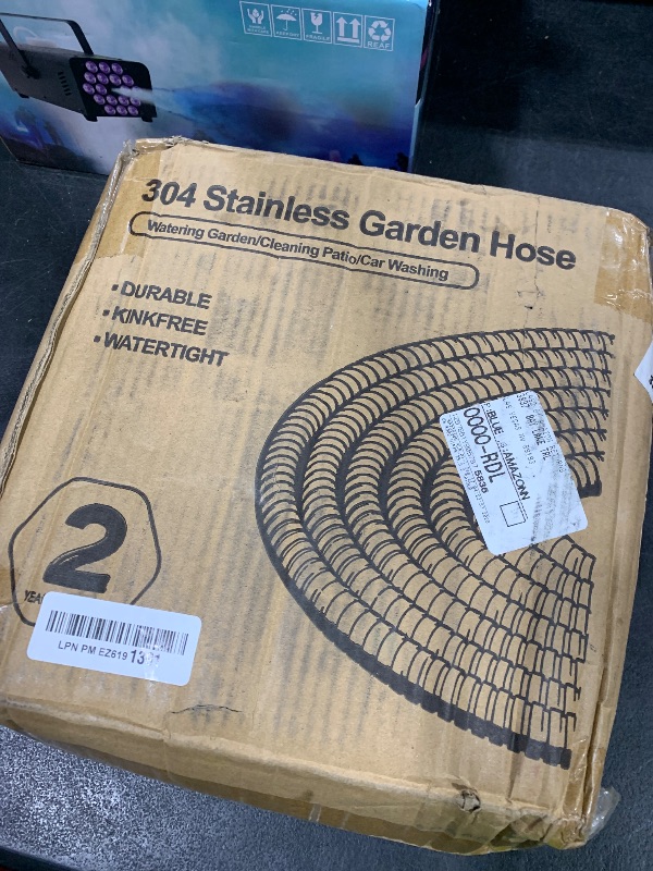 Photo 1 of TITAN Garden Hose 15FT - 304 Stainless Steel Metal Water Hose, Flexible, Kink-Free, Lightweight, Durable, Crush Resistant Fittings, Easy to Coil, 500 PSI