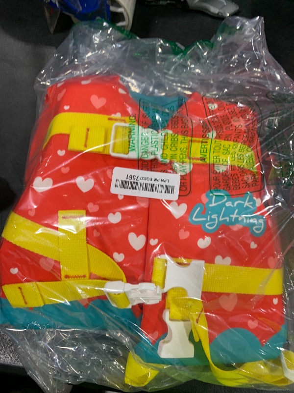 Photo 1 of Dark Lightning Coast Guard Approved Toddler Life Jacket 0-30 lbs, Swimming Pool Floaties for Toddlers 1-3 Years Old, USCG Baby/Infant Swim Vest 20-30 Pounds (Red)