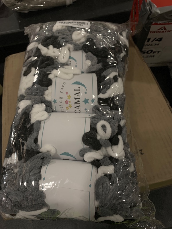 Photo 1 of CAMAL 5 Pack Loop Yarn for Finger Knitting Soft Fluffy Finger Rainbow Loop Chunky Chenille Plush Yarn for Crocheting Blanket, Rugs, Scarfs, DIY Handbags, Hand Crafts(Black White)