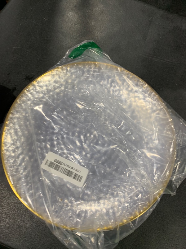 Photo 1 of Rubtlamp 60Pcs Clear Plastic Plates,Clear Disposable Plates With Gold Rim,Heavy-duty Gold Plates,Hammered Party Plates Include 30Clear Dessert-Platos,30Dinner-Platos for Wedding, Party